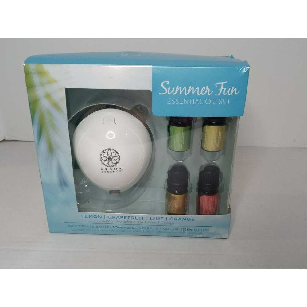 Aroma Essence Summer Fun Essential Oil Set  Lemon Grape Lime  Orange  New
